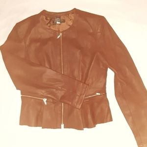 Faux leather peblum jacket petite small